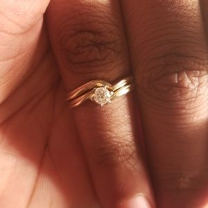14k Diamond Gold Ring with band size 5 1/2